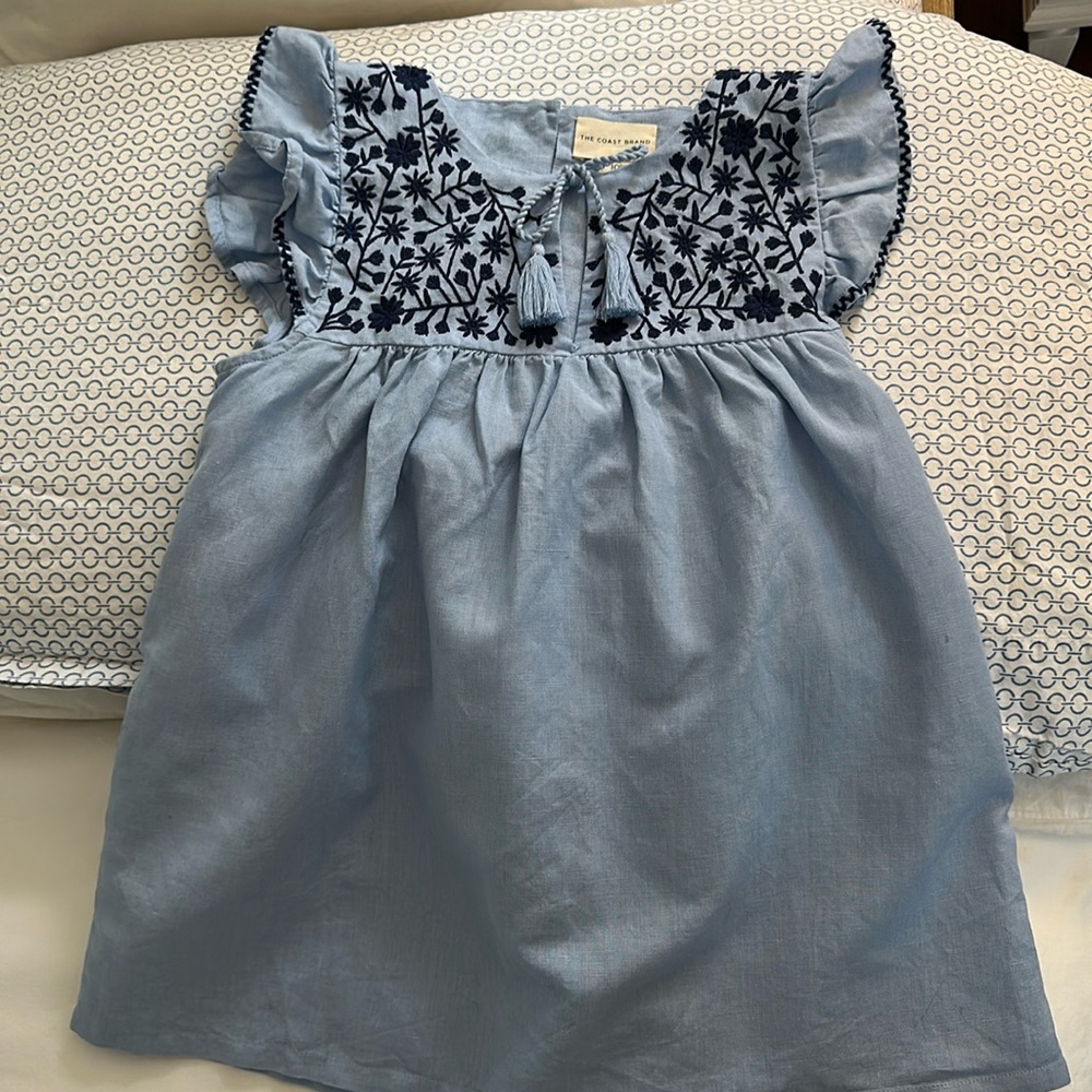 The coast brand linen and embroidered flutter sleeve tunic dress